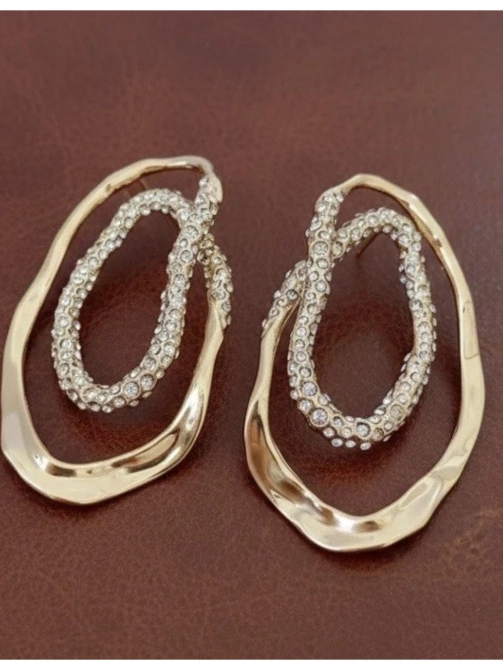 Solanales Hoop Earrings Loop Gold Crystal Boho CZ Molten Twisted Alexis Bittar